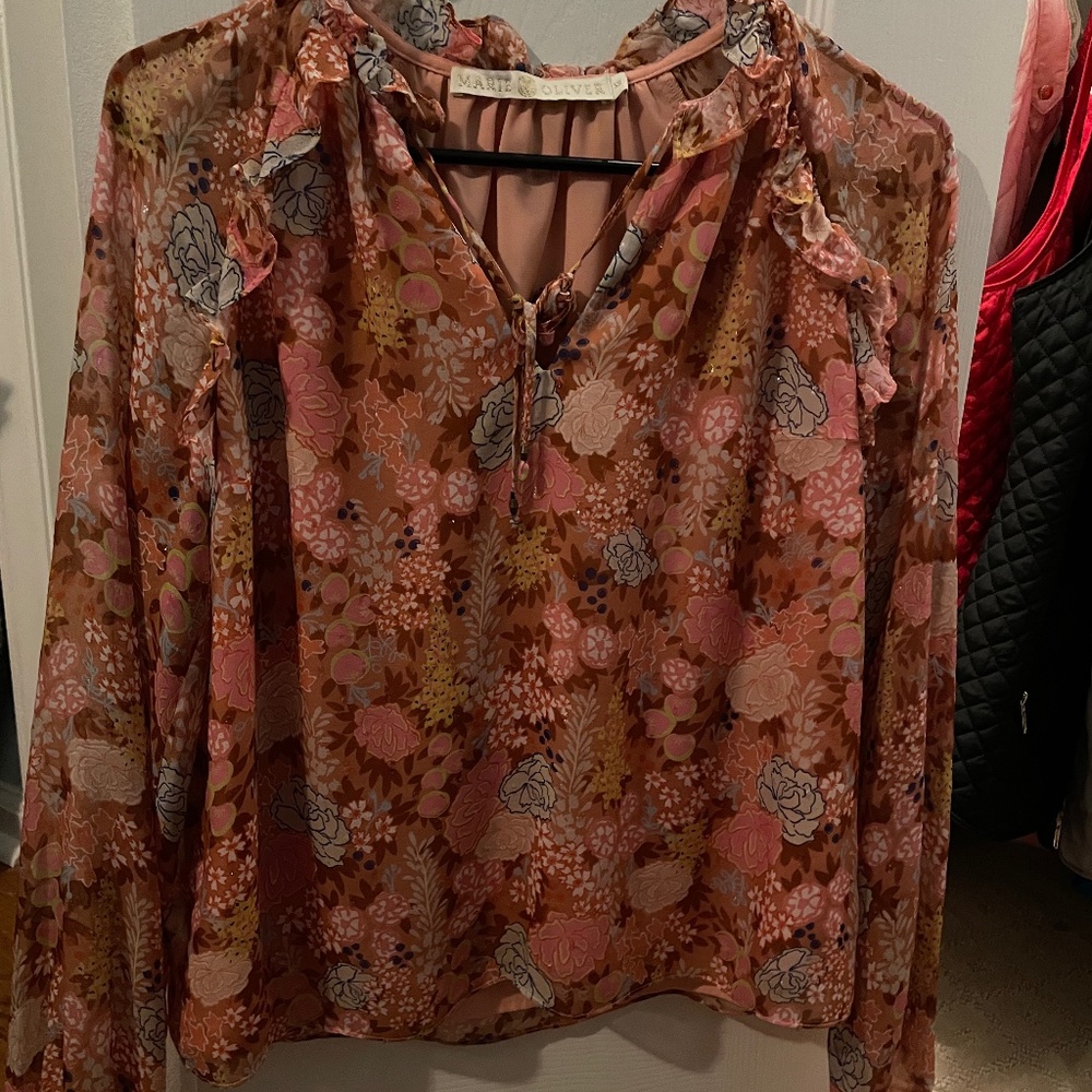 Like new Marie Oliver designer long sleeve blouse shirt size xs